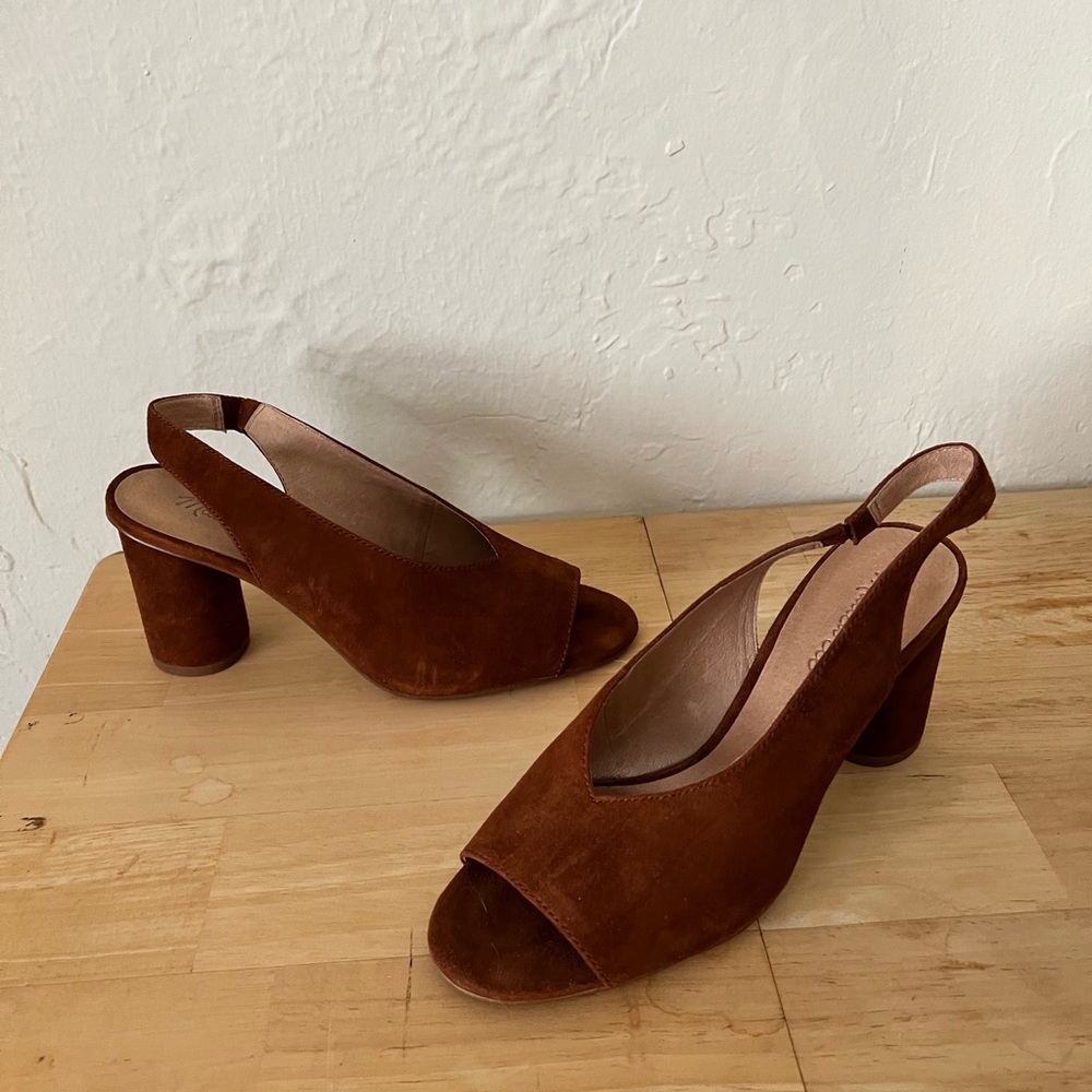 Madewell Slingback Heels | 8.5 | Maple | Suede